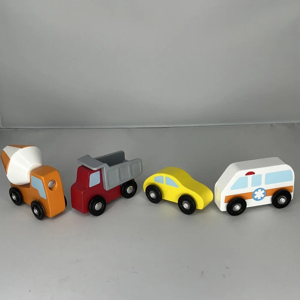 Lot Of Four Melissa And Doug Wooden Play Cars